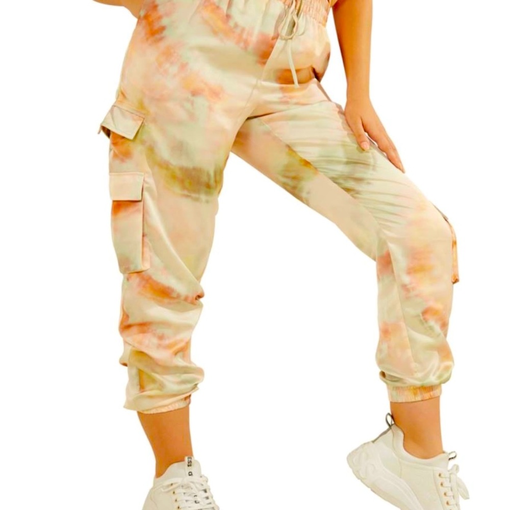 Guess Annka Charm Tie-Dyed Cargo Jogger Pants